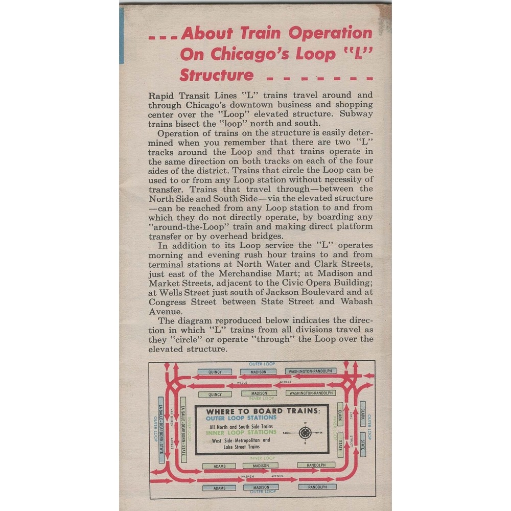 Vintage 1940s Chicago Rapid Transit Map Elevated Railroad Subway L Brochure - Picture 2 of 2